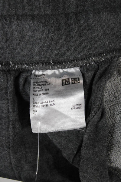 Uniqlo Mens Gray Cotton Jogger Pants Drawstring Solid Size L