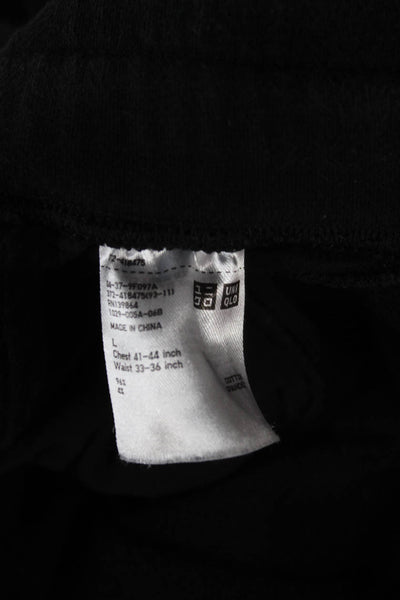 Uniqlo Mens Jogger Pants Black Cotton Drawstring Size L
