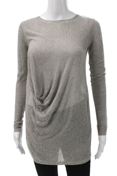Theory Womens Tunic Gray Long Sleeve Roundneck Cotton Blend Size PS