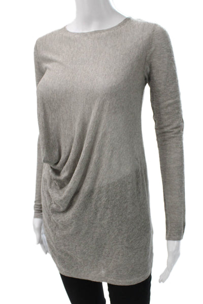 Theory Womens Tunic Gray Long Sleeve Roundneck Cotton Blend Size PS