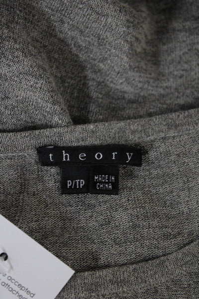 Theory Womens Tunic Gray Long Sleeve Roundneck Cotton Blend Size PS