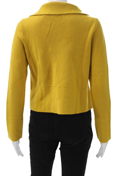 J Crew Womens Yellow Collared Cotton Blend Cardigan Long Sleeve Size S
