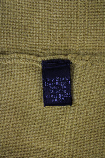 J Crew Womens Yellow Collared Cotton Blend Cardigan Long Sleeve Size S