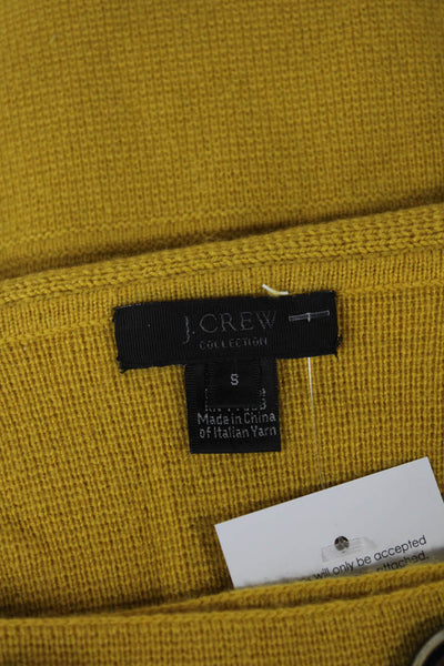 J Crew Womens Yellow Collared Cotton Blend Cardigan Long Sleeve Size S