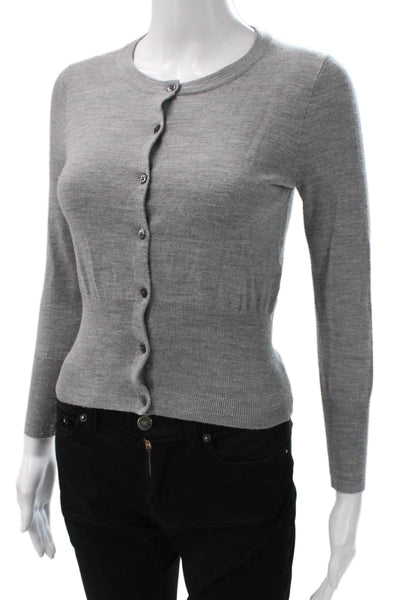 J Crew Womens Merino Wool Cardigan Crew Neck Gray Long Sleeve Size S