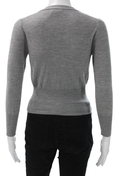 J Crew Womens Merino Wool Cardigan Crew Neck Gray Long Sleeve Size S