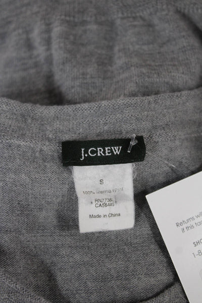 J Crew Womens Merino Wool Cardigan Crew Neck Gray Long Sleeve Size S