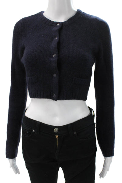 Charlie & Robin Women Cardigan Blue Wool Long Sleeve Size XS