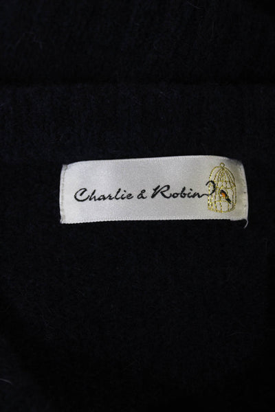 Charlie & Robin Women Cardigan Blue Wool Long Sleeve Size XS
