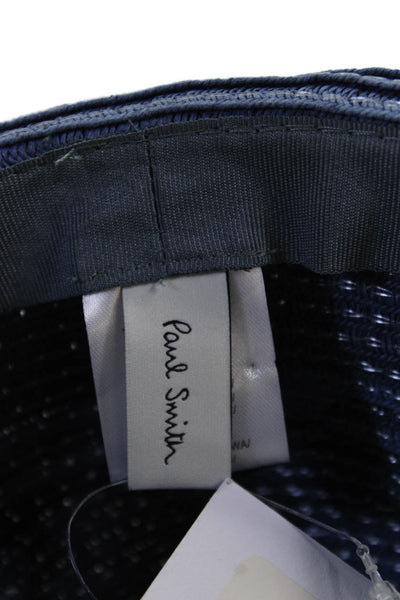 Paul Smith Womens Woven Striped Trim Fedora Hat Blue Yellow Red Size Small