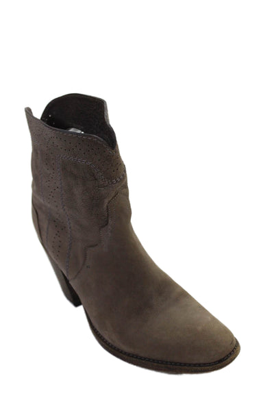 Sartore Womens Slip On Block Heel Perforated Trim Booties Brown Size 35.5