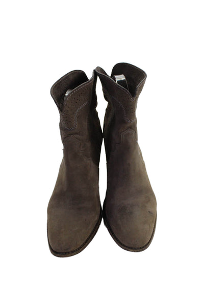 Sartore Womens Slip On Block Heel Perforated Trim Booties Brown Size 35.5