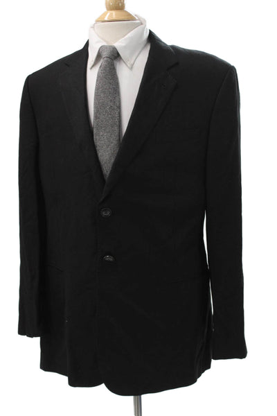 Giorgio Armani Mens Black Polyester Solid Blazer Size 54
