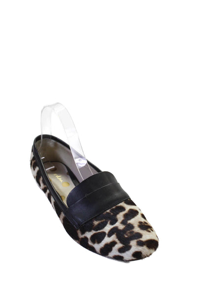 Boden Womens Animal Print Slide On Loafers White Brown Size 39 9