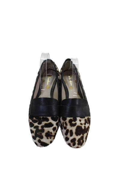 Boden Womens Animal Print Slide On Loafers White Brown Size 39 9