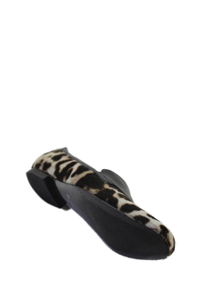 Boden Womens Animal Print Slide On Loafers White Brown Size 39 9