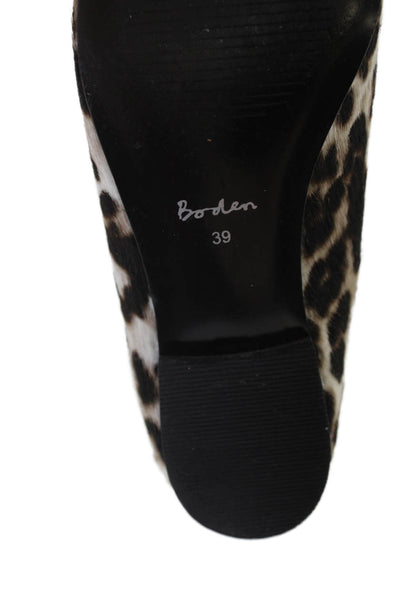 Boden Womens Animal Print Slide On Loafers White Brown Size 39 9