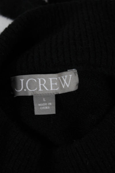 J Crew Womens Black Striped Turtleneck Pullover Sweater Size L