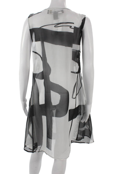 Desigual Womens Shift Dress Black Geometric Sleeveless Round Neck Size M