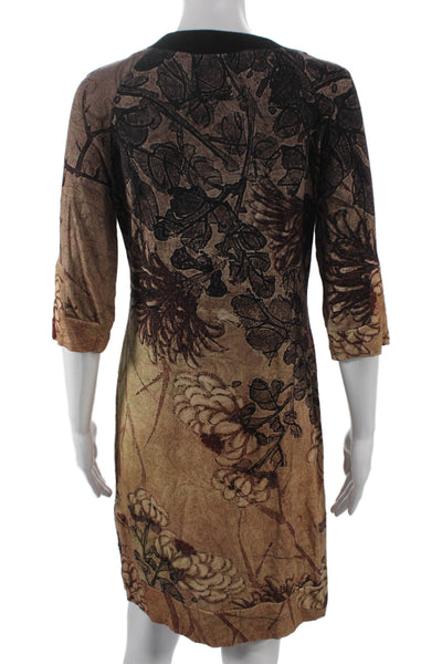 Desigual Women Shift Dress Floral Multicolor Vneck 3/4Sleeve Knee-Length Size M
