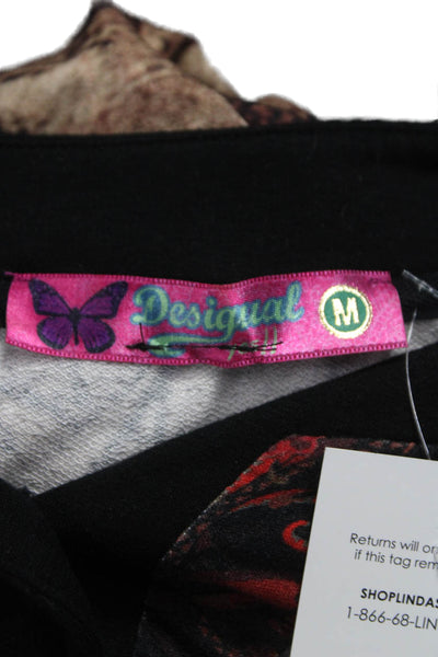Desigual Women Shift Dress Floral Multicolor Vneck 3/4Sleeve Knee-Length Size M