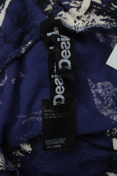 Desigual Womens A-Line Floral V-Neck Sleeveless Knee Dress Blue Size M