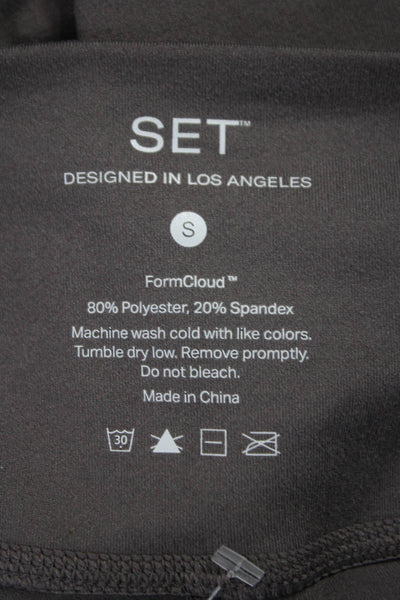 Set Womens Ankle Leggings Gray Polyester Solid Size S