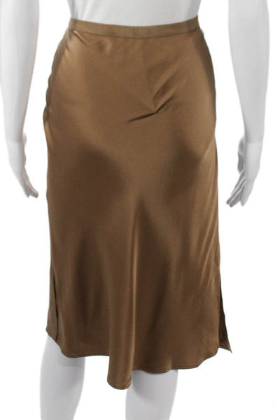 Anine Bing Women Straight Pencil Satin Long Skirt Brown Pull On Size S