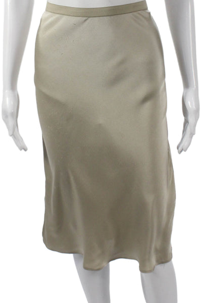 Anine Bing Women Beige Silk Pencil Skirt Long Straight Pull On Size S