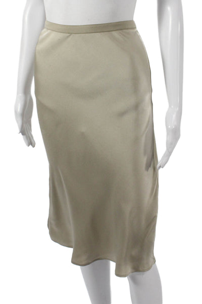 Anine Bing Women Beige Silk Pencil Skirt Long Straight Pull On Size S