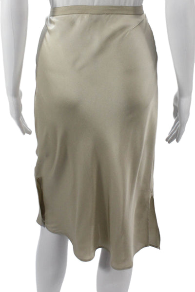 Anine Bing Women Beige Silk Pencil Skirt Long Straight Pull On Size S