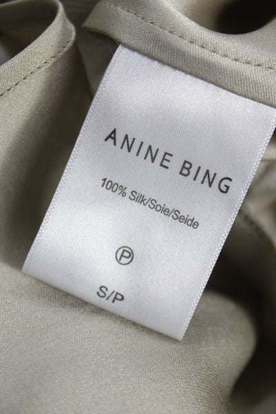 Anine Bing Women Beige Silk Pencil Skirt Long Straight Pull On Size S