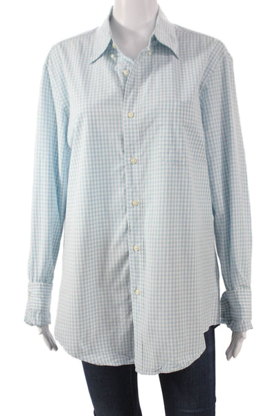 J Crew Mens Collared Check Cotton Button Up Long Sleeve Blue Size M