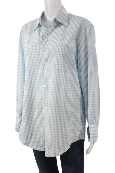 J Crew Mens Collared Check Cotton Button Up Long Sleeve Blue Size M