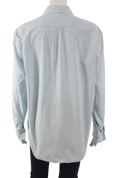 J Crew Mens Collared Check Cotton Button Up Long Sleeve Blue Size M