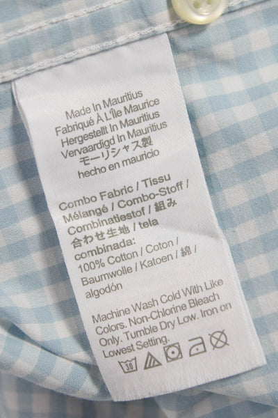 J Crew Mens Collared Check Cotton Button Up Long Sleeve Blue Size M