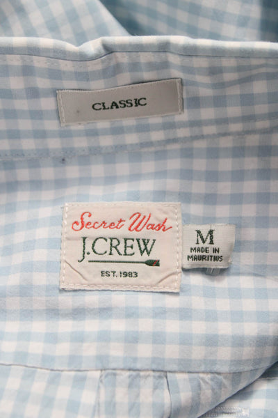 J Crew Mens Collared Check Cotton Button Up Long Sleeve Blue Size M
