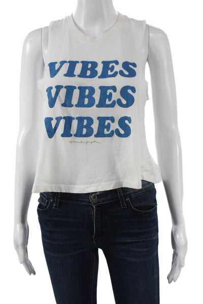 Spiritual Gangster Women Cropped Tank White Round Neck Polyester Size S