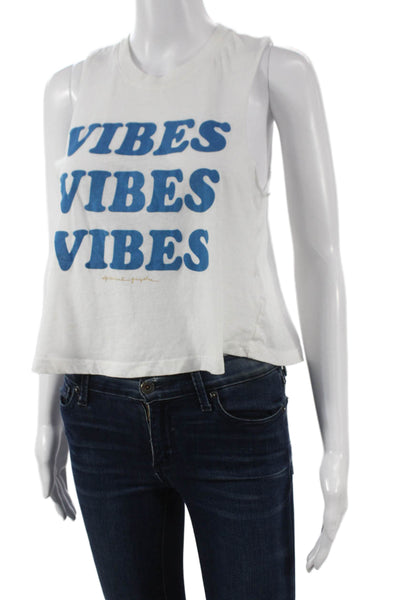 Spiritual Gangster Women Cropped Tank White Round Neck Polyester Size S