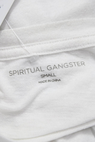 Spiritual Gangster Women Cropped Tank White Round Neck Polyester Size S