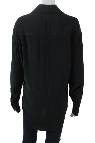 Eaves Womens Black Viscose Collared Button Up Long Sleeve Blouse Size XS