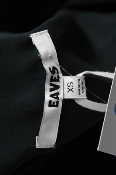 Eaves Womens Black Viscose Collared Button Up Long Sleeve Blouse Size XS