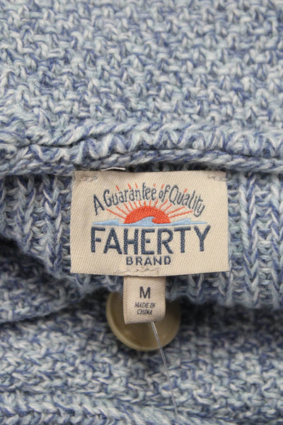 Faherty Mens Blue Cotton Collared Cardigan Long Sleeve Size M