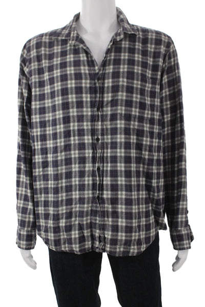 The Men's Store at Bloomingdale's Mens Plaid Button Down Shirt Blue Size XL