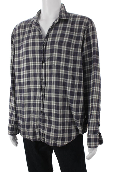 The Men's Store at Bloomingdale's Mens Plaid Button Down Shirt Blue Size XL