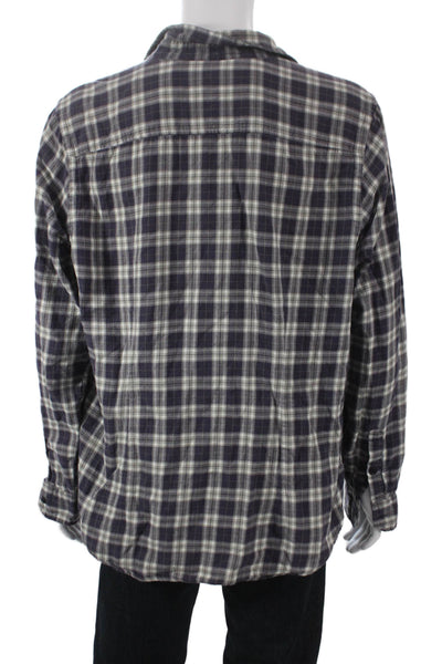 The Men's Store at Bloomingdale's Mens Plaid Button Down Shirt Blue Size XL