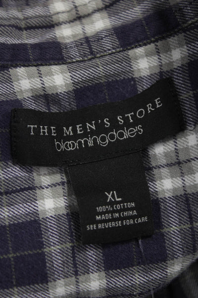 The Men's Store at Bloomingdale's Mens Plaid Button Down Shirt Blue Size XL