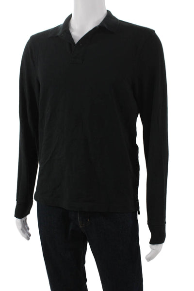 J Crew Mens Cotton Long Sleeve Polo Shirt Black Size M