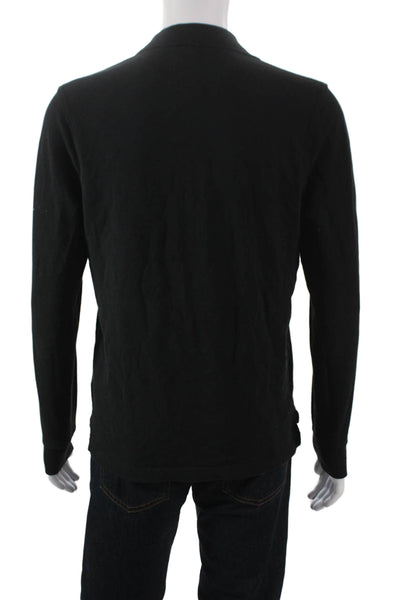J Crew Mens Cotton Long Sleeve Polo Shirt Black Size M
