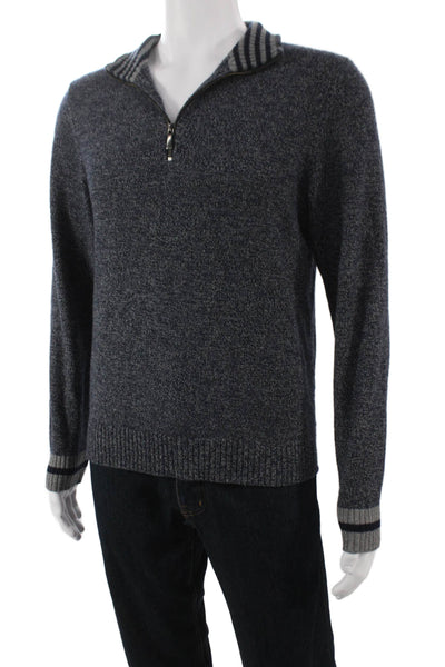The Men's Store at Bloomingdale's Mens Cashmere Striped Pullover Blue Size M